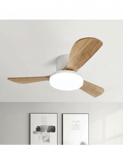 Lustre Ventilateur Bois LED 3 Couleurs - Vue 3