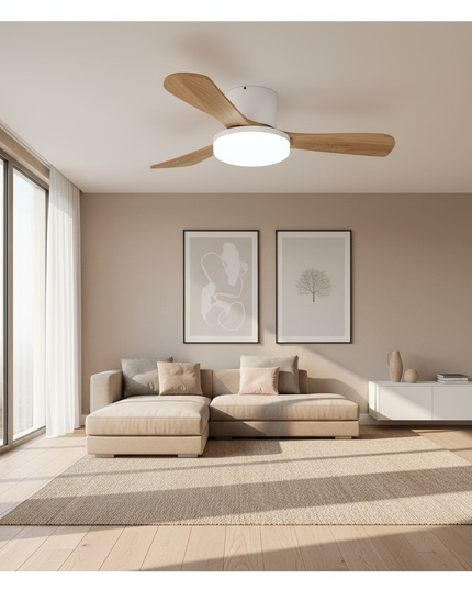 Lustre Ventilateur Bois LED 3 Couleurs - Vue 4