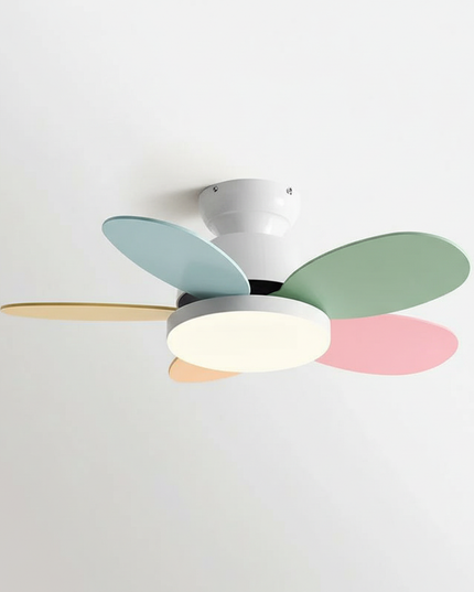 Lustre Ventilateur Bois LED Éclatant Chambre - Vue 1