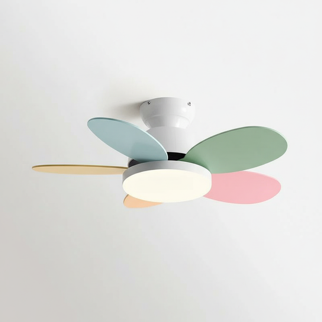 Lustre Ventilateur Bois LED Éclatant Chambre - Vue 1