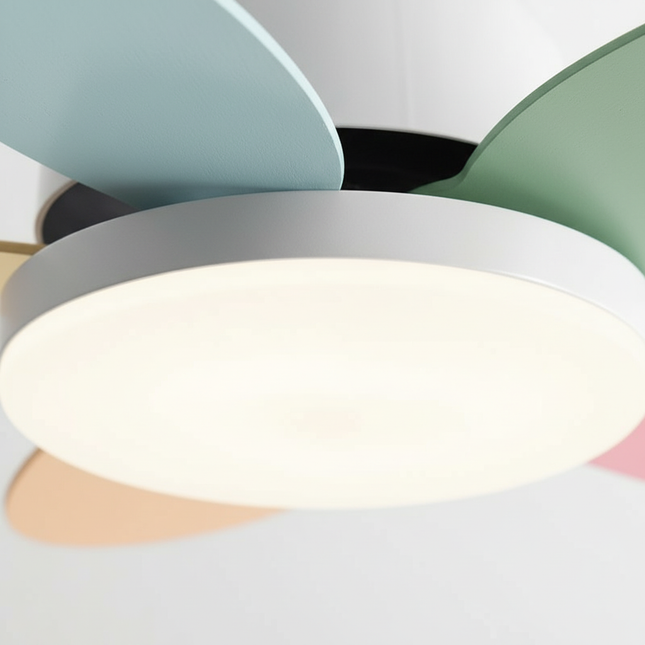 Lustre Ventilateur Bois LED Éclatant Chambre - Vue 2