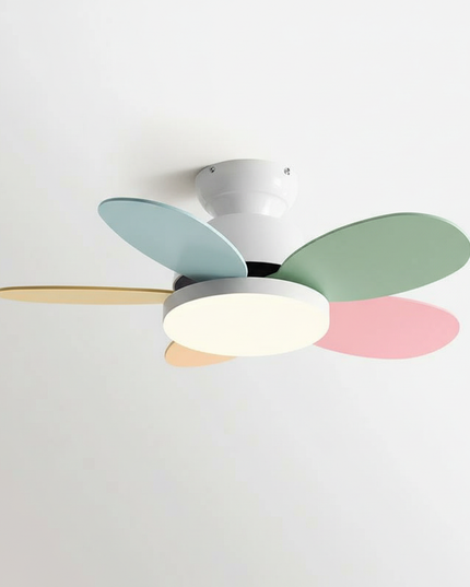 Lustre Ventilateur Bois LED Éclatant Chambre - Vue 3