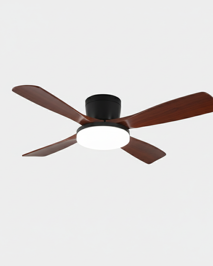 Lustre Ventilateur Bois Moderne LED 3 Couleurs - Modèle 2 / 52 pouces / 220 V