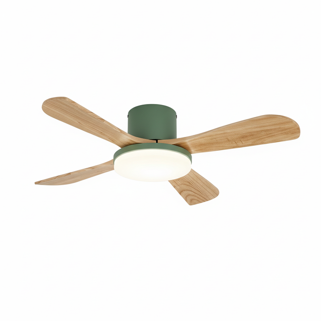 Lustre Ventilateur Bois Moderne LED 3 Couleurs - Vue 1