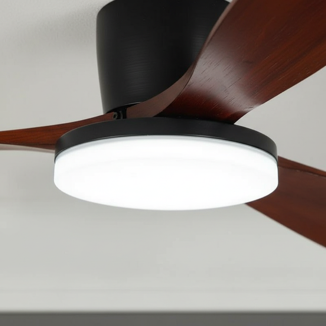 Lustre Ventilateur Bois Moderne LED 3 Couleurs - Vue 2