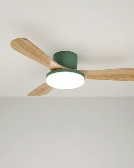 Lustre Ventilateur Bois Moderne LED 3 Couleurs - Vue 3