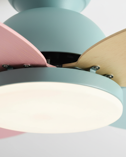 Lustre Ventilateur Bois Moderne Réversible Enfant - Vue 2