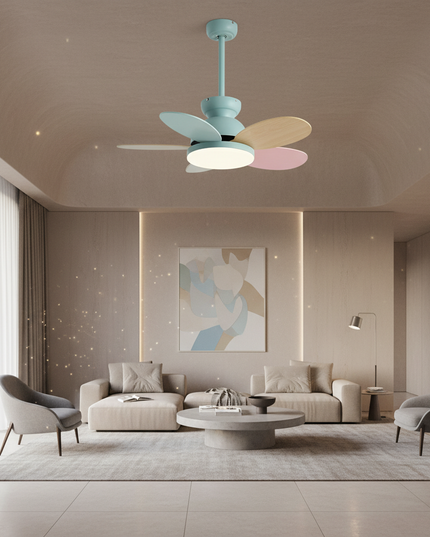 Lustre Ventilateur Bois Moderne Réversible Enfant - Vue 4