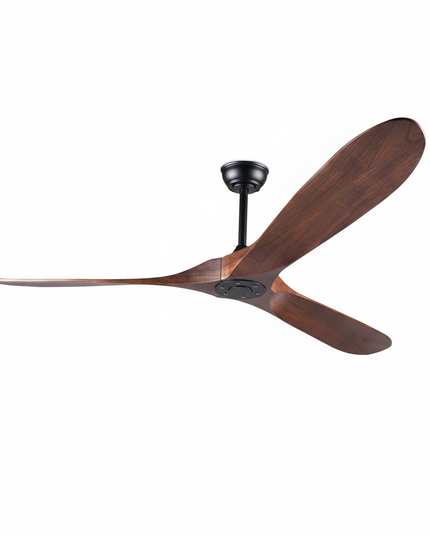 Lustre Ventilateur Bois Noir Sans Lumière - 132 cm - ABS Noyer Rouge / Version améliorée