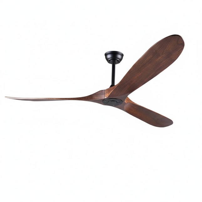 Lustre Ventilateur Bois Noir Sans Lumière - Vue 1