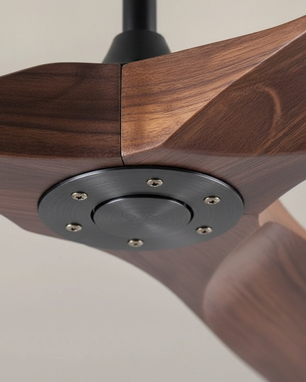 Lustre Ventilateur Bois Noir Sans Lumière - Vue 2