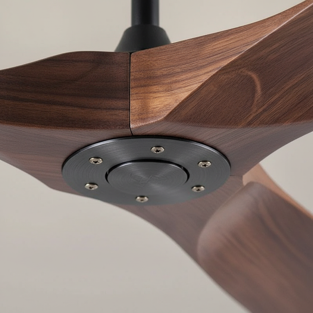 Lustre Ventilateur Bois Noir Sans Lumière - Vue 2