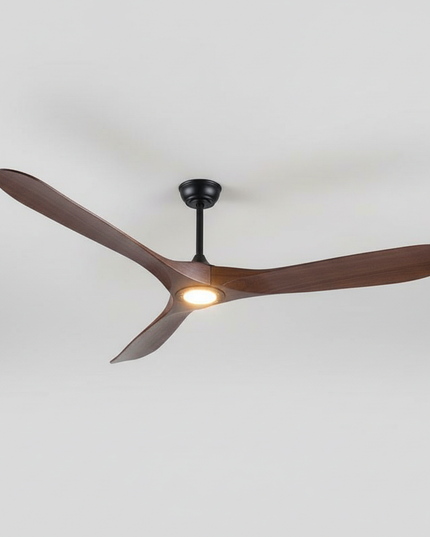 Lustre Ventilateur Bois Noir Sans Lumière - Vue 3