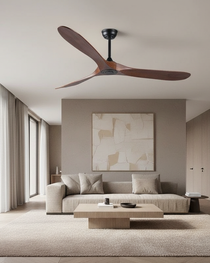 Lustre Ventilateur Bois Noir Sans Lumière - Vue 4