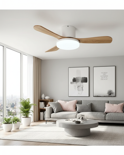 Lustre Ventilateur Bois Pales Réversibles LED DC - Model 1 / 42inch / 220 V