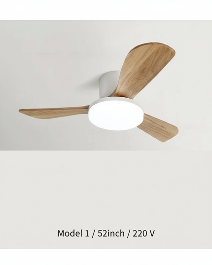 Lustre Ventilateur Bois Pales Réversibles LED DC - Model 1 / 52inch / 220 V