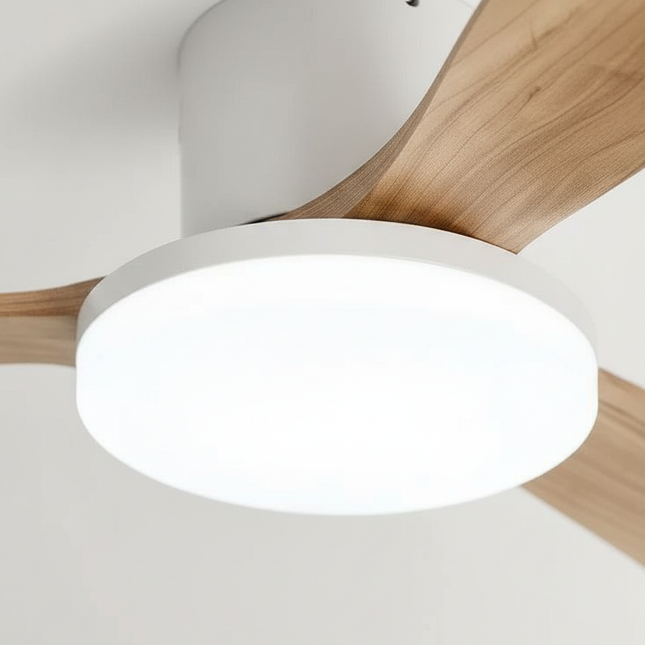 Lustre Ventilateur Bois Pales Réversibles LED DC - Vue 2