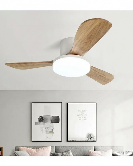 Lustre Ventilateur Bois Pales Réversibles LED DC - Vue 3