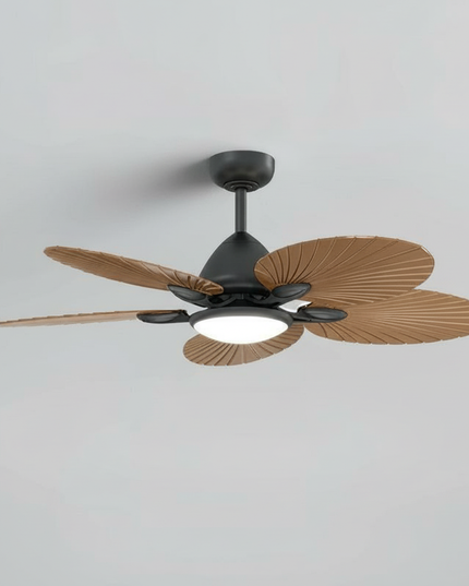 Lustre Ventilateur Bois Rétro LED Salon - D130CM H44CM / 220 V