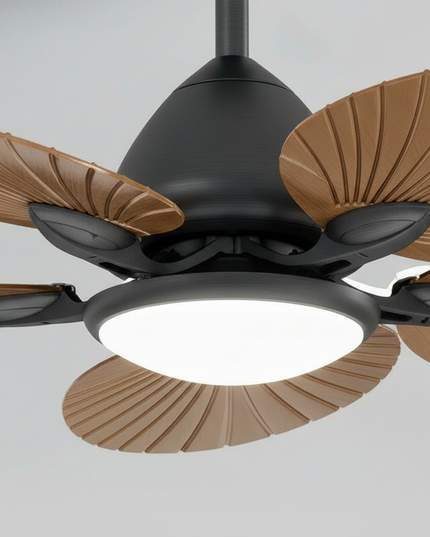 Lustre Ventilateur Bois Rétro LED Salon - Vue 2