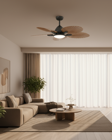 Lustre Ventilateur Bois Rétro LED Salon - Vue 4