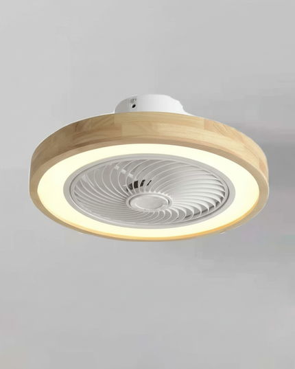 Lustre Ventilateur Bois Scandinave Discret - Vue 1