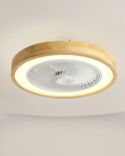 Lustre Ventilateur Bois Scandinave Ultra-mince Dimmable - Noir - 18 Lampes / radio