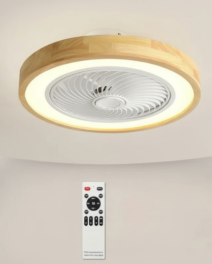 Lustre Ventilateur Bois Scandinave Ultra-mince Dimmable - Noir - 20 Lampes / Télécommande à intensité variable 110 V
