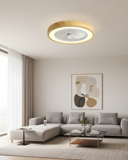 Lustre Ventilateur Bois Scandinave Ultra-mince Dimmable - Noir - 20 Lampes / Télécommande à intensité variable 110 V