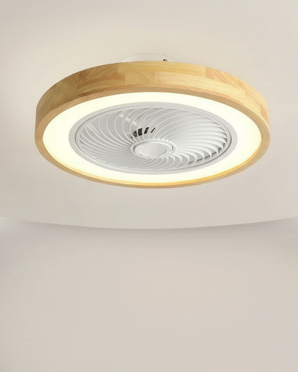 Lustre Ventilateur Bois Scandinave Ultra-mince Dimmable - Vue 1