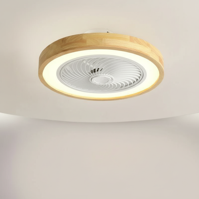 Lustre Ventilateur Bois Scandinave Ultra-mince Dimmable - Vue 1