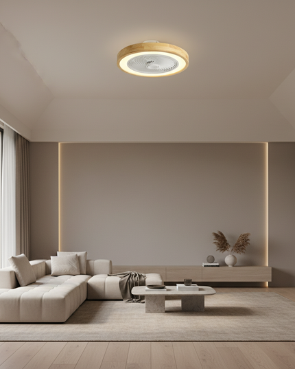 Lustre Ventilateur Bois Scandinave Ultra-mince Dimmable - Vue 4