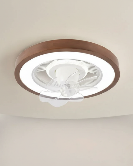 Lustre Ventilateur Bois Scandinave Ultra-plat - 9027 - Ou / Télécommande à intensité variable 110 V