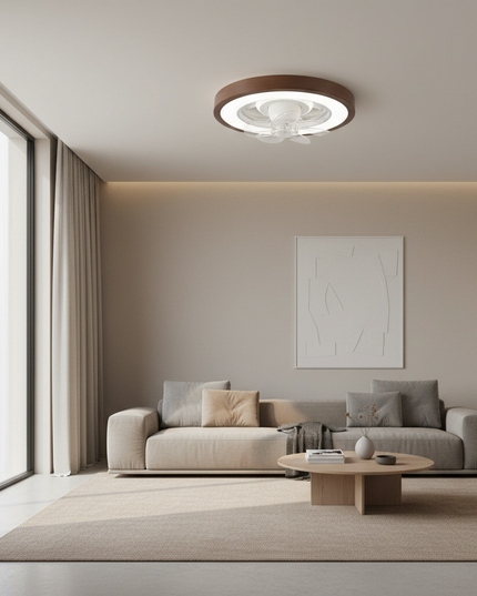 Lustre Ventilateur Bois Scandinave Ultra-plat - Vue 4