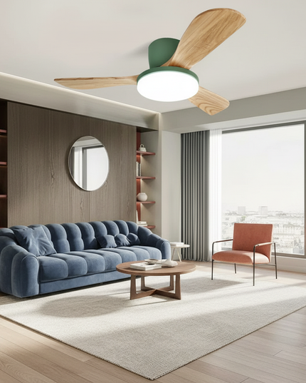 Lustre Ventilateur Bois Silencieux LED Réversible - Ou / 42 pouces / 220 V