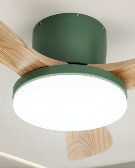 Lustre Ventilateur Bois Silencieux LED Réversible - Vue 2