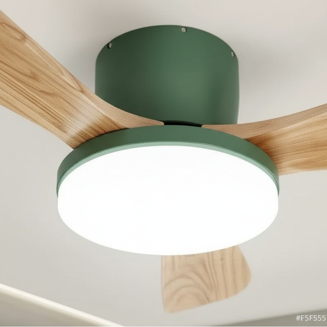 Lustre Ventilateur Bois Silencieux LED Réversible - Vue 2