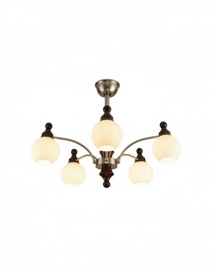 Lustre Ventilateur Bois Verre Mid-Century Réversible - Vue 3