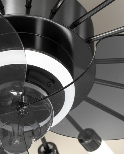 Lustre Ventilateur Chandelier Pales Courtes Dimmable - Vue 2