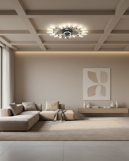 Lustre Ventilateur Chandelier Pales Courtes Dimmable - Vue 4