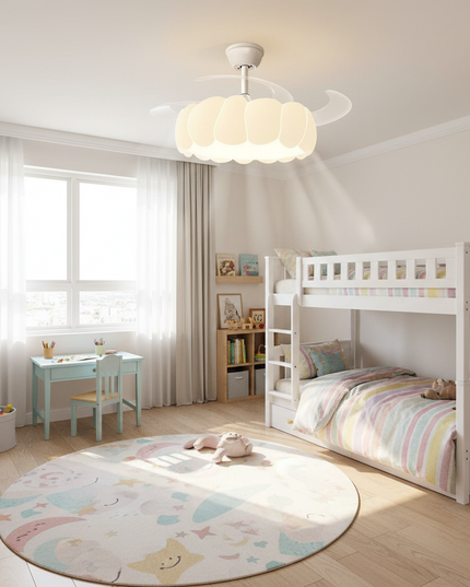 Lustre Ventilateur Crème Moderne LED Silencieux - Suspension Ours Bulles / Télécommande avec variation