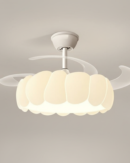 Lustre Ventilateur Crème Moderne LED Silencieux - Vue 1
