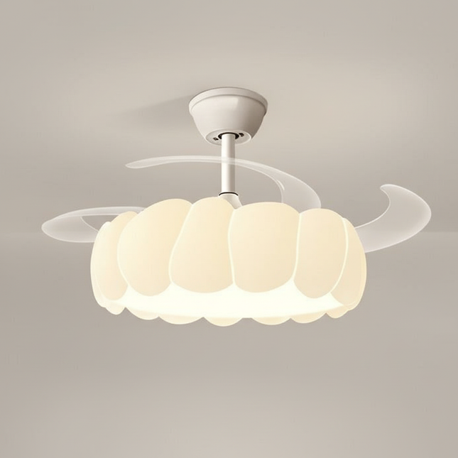 Lustre Ventilateur Crème Moderne LED Silencieux - Vue 1