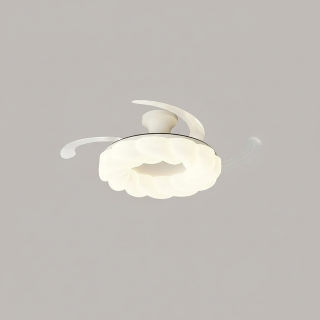 Lustre Ventilateur Crème Moderne LED Silencieux - Vue 1