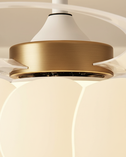 Lustre Ventilateur Crème Moderne LED Silencieux - Vue 2