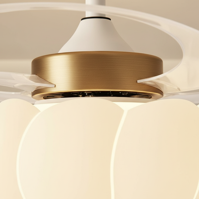 Lustre Ventilateur Crème Moderne LED Silencieux - Vue 2