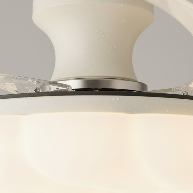 Lustre Ventilateur Crème Moderne LED Silencieux - Vue 2