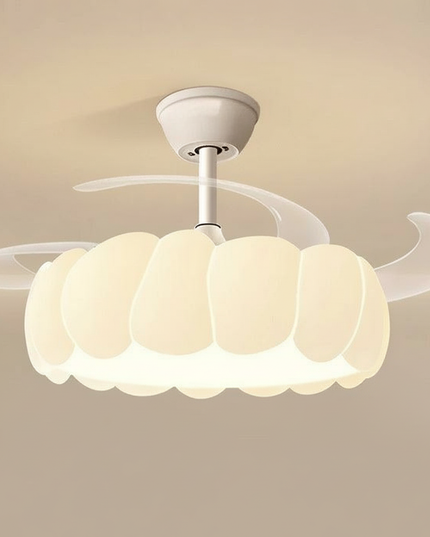 Lustre Ventilateur Crème Moderne LED Silencieux - Vue 3
