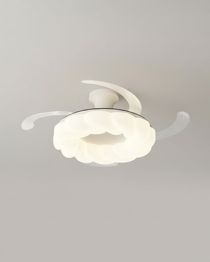 Lustre Ventilateur Crème Moderne LED Silencieux - Vue 3