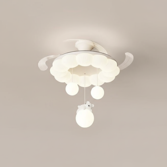 Lustre Ventilateur Crème Moderne Silencieux Dimmable - Vue 1